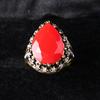Women's Ethnic Inlaid Vintage Water Drop Shiny Rhinestone Shape Ring Jewelry