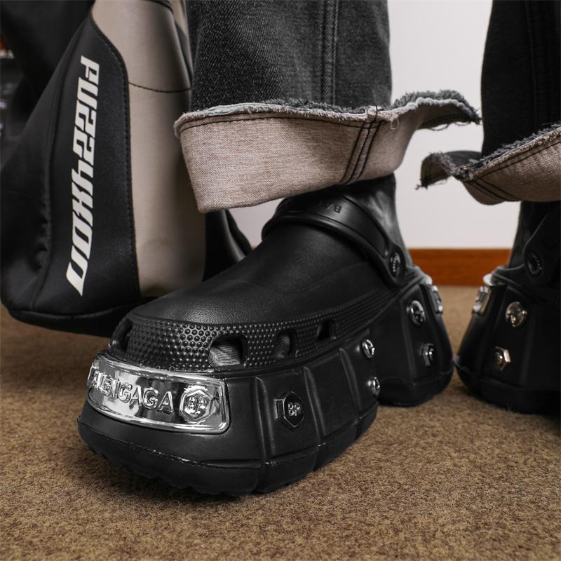 Sommar Dam-/herrtofflor med tjock sula i EVA, Trädgårdsskor med tjock sula i metall