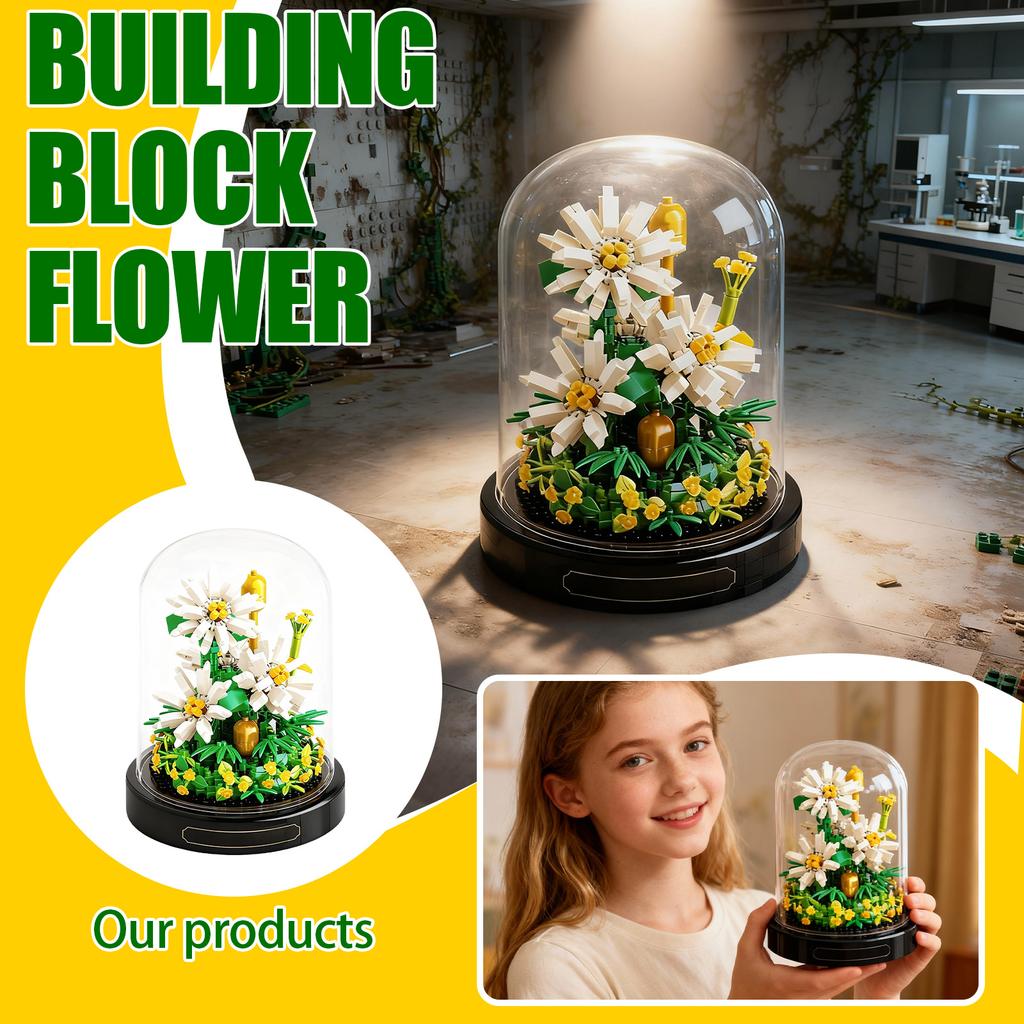 Handmade Assembled Toy Building Block Bouquet, Valentine's Day Gift For Friends