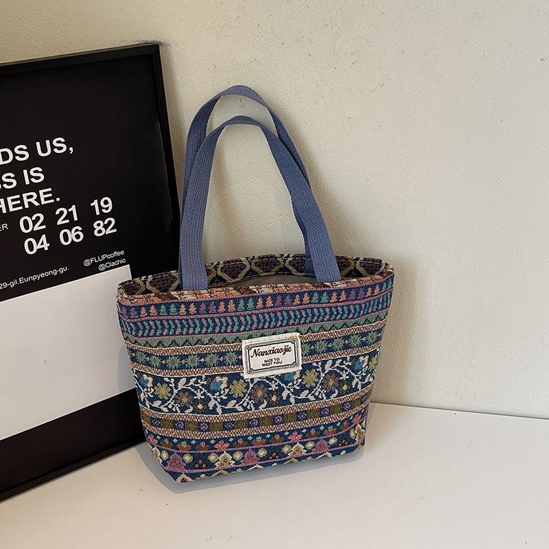 

Сумки большой вместимости в этническом стиле Женские 2025 Новое поступление Модная сумка-тоут Женская Ins Западный стиль На все случаи жизни Сумка через плечо Blue small size