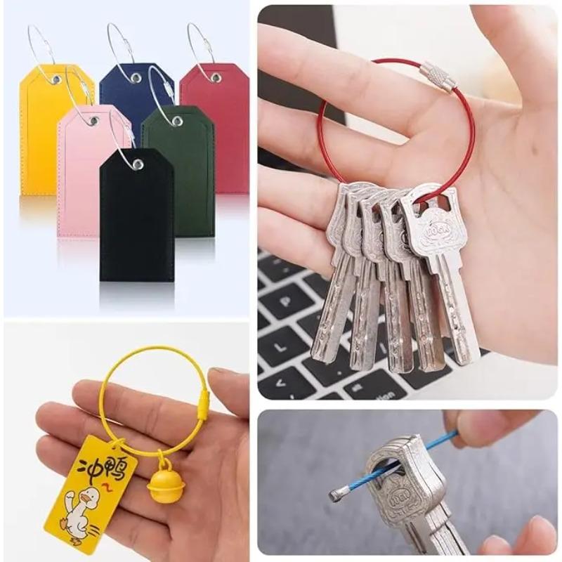 5pcs Metal Keychain Wire Rope Ring Keychain Screw Lock Small Tool Ring Wire Lock DIY Tag Accessories Key Chain