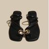 Wearing French thick heel toe slippers female 2025 summer new one word with fairy style with skirt fashion sandals