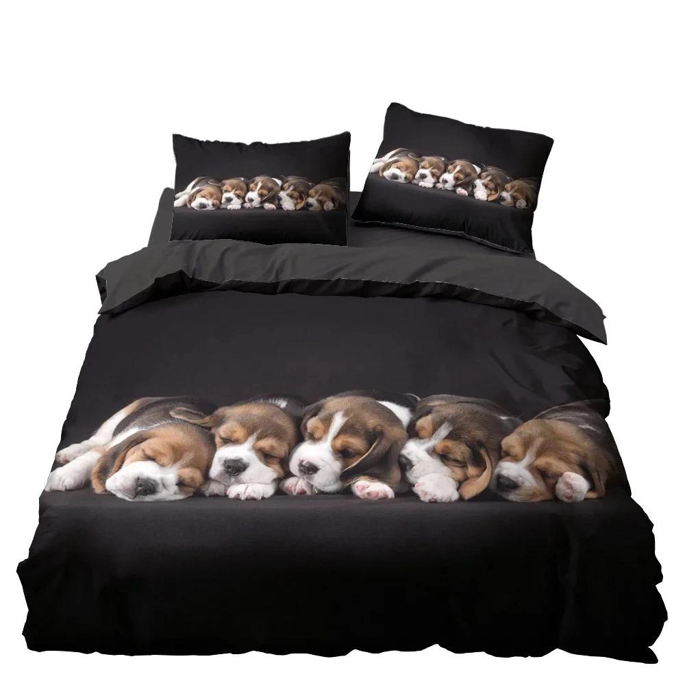 Dream NS Dog Cat Bedding Set Home Textiles Duvet Cover Set Bedclothes 2/3PCS Bedding Set Twin Single Boys Adult New Year Gift