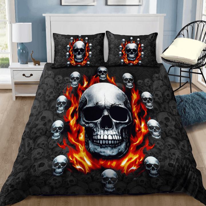 3D Skull Printed Doona Duvet Cover Bedding Set Single Double Gift