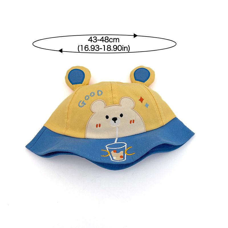 Cute Bear Baby Fisherman Cap Breathable Soft Cotton Infant Boy Girl Bucket Hat Casual Travel Sun Protection Toddler Sun Hats