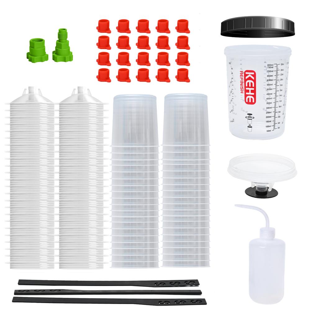 50 Pack 26oz Disposable Spray Gun Cup, Auto Paint Cup System for Painting and Repaire, Plastic Paint Mixing Cup, Type H/O Quick