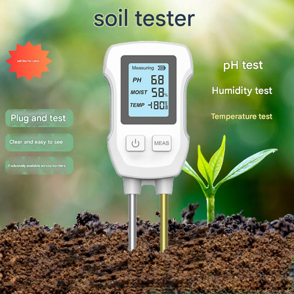 3-in-1 Soil Tester - Digital PH Meter & Temperature/Humidity Detector for Garden Farming Plants Indoor/Outdoor Use