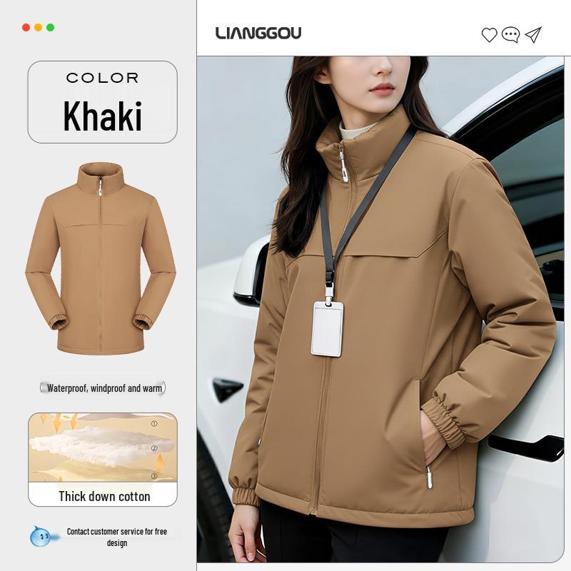 

Thickened Winter Work Jacket with Logo Print - Windbreaker & Down for Enterprises 2XL