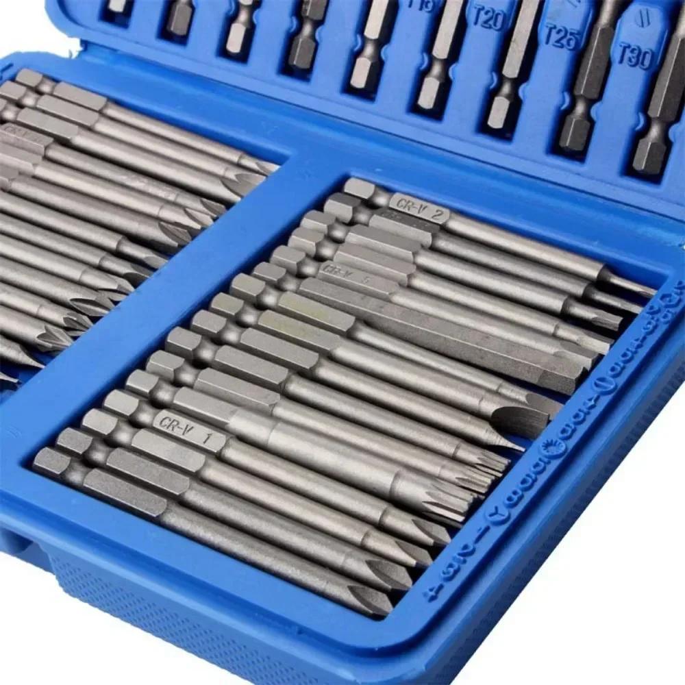 75mm Extra Long 1/4 Inch Magnetic Screwdriver Bit Set Torx Star Hex Spline Screwdriver Bits Kit for Home Repair