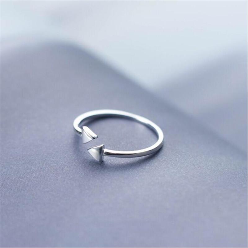 New Simple Triangle Temperament 925 Sterling Silver Jewelry Personality Geometric Popular Opening Rings TYB001