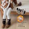 Girls' Autumn/Winter Fleece-Lined Stripe Leggings - Thick, Warm Nine-Point Pants