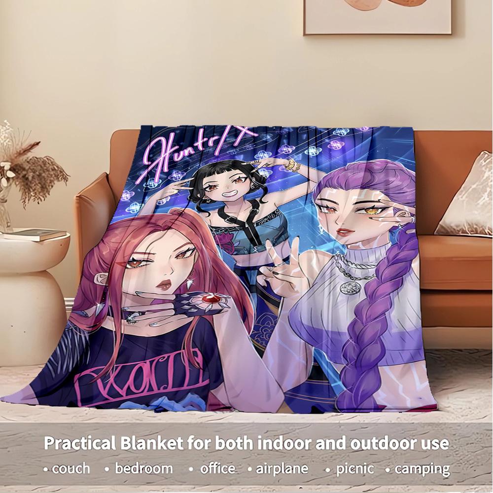 K-POP Anime Girls Group  Four Seasons Soft Warm Blanket  All-Season Thick Knit Polyester Bedspread for Bed, Camping, Travel  Perfect Gift