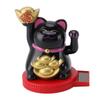 Solar Powered Lucky Cat Rotating Base Fortune Cat Statue for Car Dashboard Checkstand Desktop Decoration Black