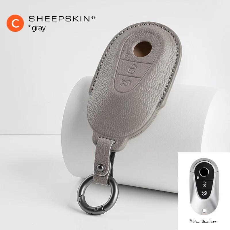 Sheepskin Car Key Case Cover For Mercedes Benz W176 W177 W205 W206 W212 W213 W222 W223 W167 W463 X166 A C E S G CLS GLC SL Class