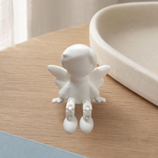 Angel Figurine with Articulated Legs, 3D Printed Guardian Angel Statue, Sitting Angel Desk Decoration for Home Office Shelf