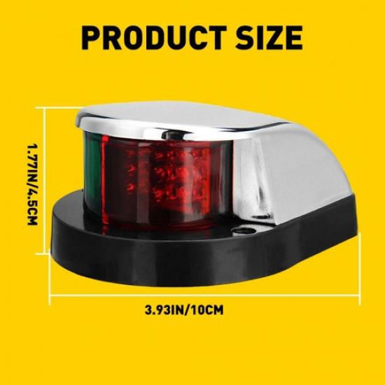 Red and Boat Green Navigation Light Bow LED Marine Front Pontoon Waterproof US