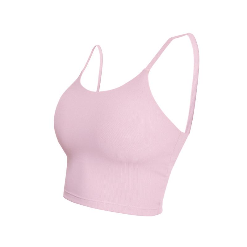 Ribbed Spaghetti Strap Sports Bra with Stylish Back for Women's Fitness and Yoga