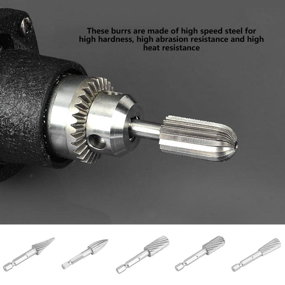 5PCS Compact Rotary Burr Files High Speed Steel Rotary File Tools Durable High Speed Steel Burrs