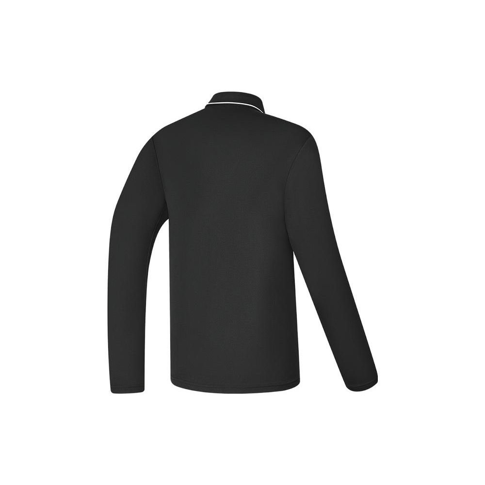 Fila Golf Series Solid Color Elite Long Sleeve Polo Shirt Men Tops Deep-Black A11M345209FBK