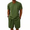 Herren Kurzarm Rundhals T-Shirt und Shorts Set Lässiges Basic Sportliches Zweiteiliges Outfit für den Alltag