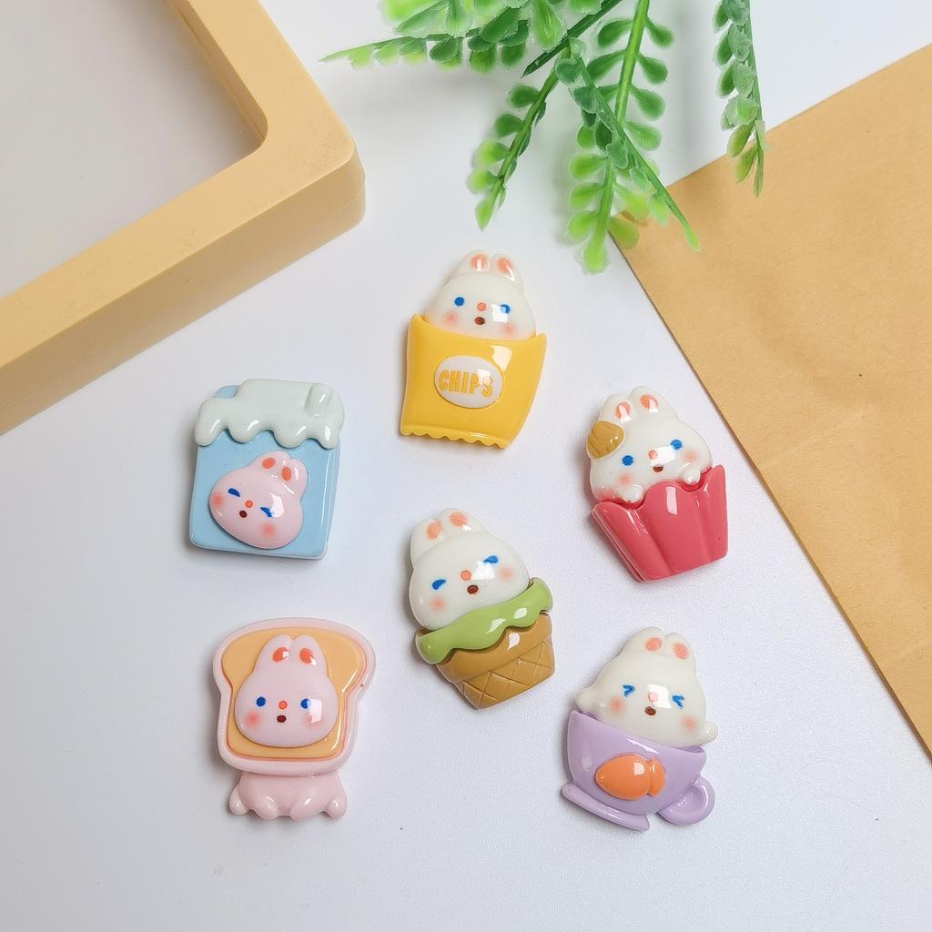 Cute Cartoon Animal Food Resin Charms Flat Back Cabochon Scrapbook for Paper Clips Kawaii Crafts Accessories Phone Slime Charms