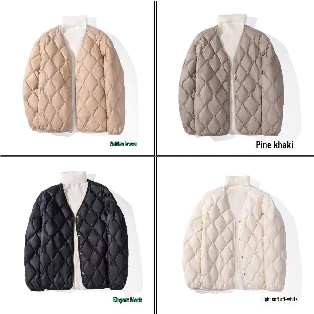 In-Stock Women's Lightweight V-Neck Cloud Down Jacket - White Duck Down, Stylish & Warm