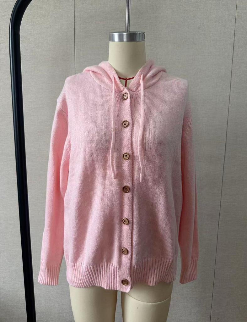 European & American Knit Hooded Cardigan Jacket Autumn/Winter New Style Cross-Border Solid Color Casual Fashion Women's Clothing