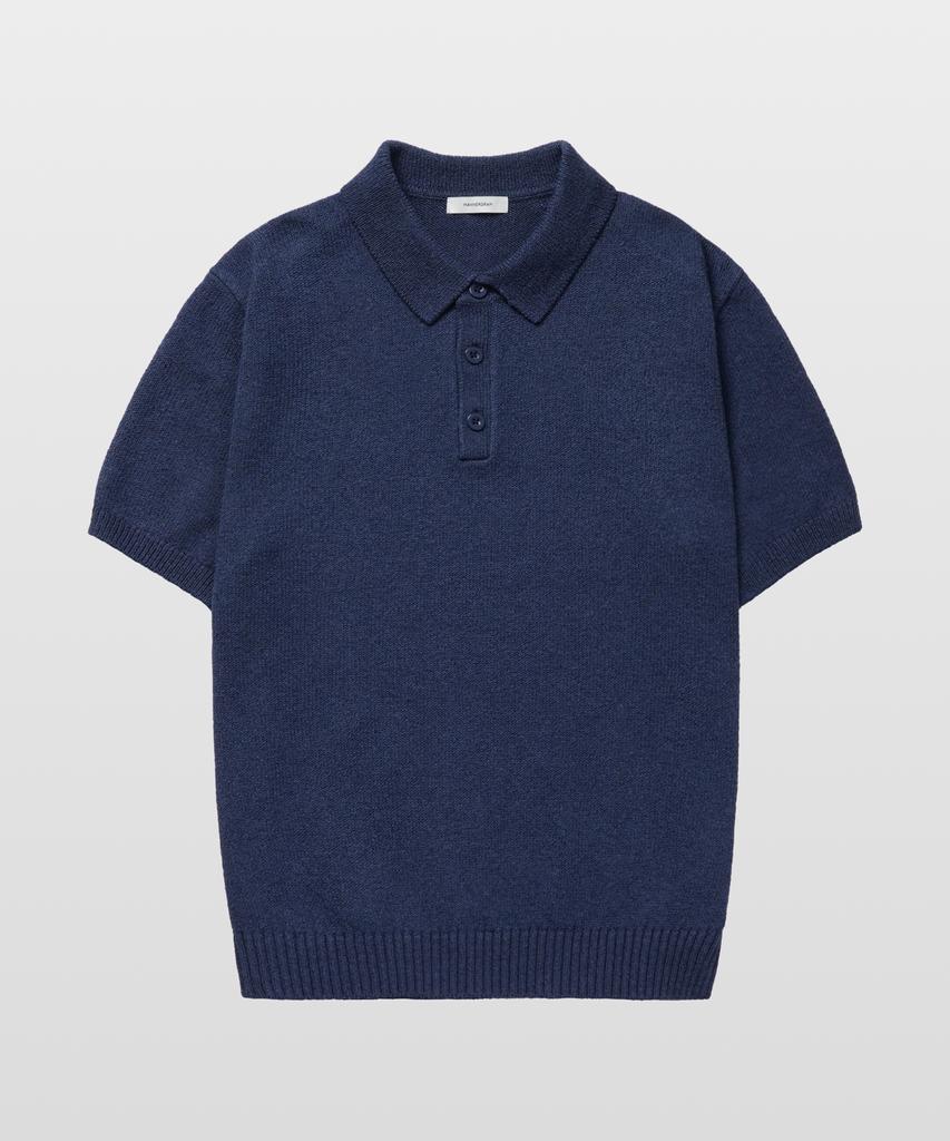 MANNERGRAM Upw Washable Cotton Polo Short Sleeve Knit Peacock Blue