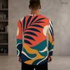 Men s Plus Size Round Neck Long Sleeve T Shirt Sunset Palm Wave Printed Casual Pullover