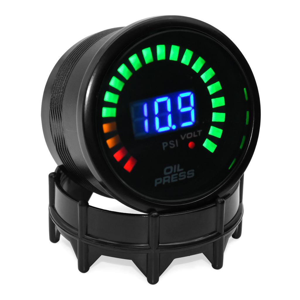 2'' 52mm Auto Car Digital Oil Pressure Gauge 0~120PSI Oil Press Gauge LED Meter with Sensor For 12V Racing Gauge Black Holder