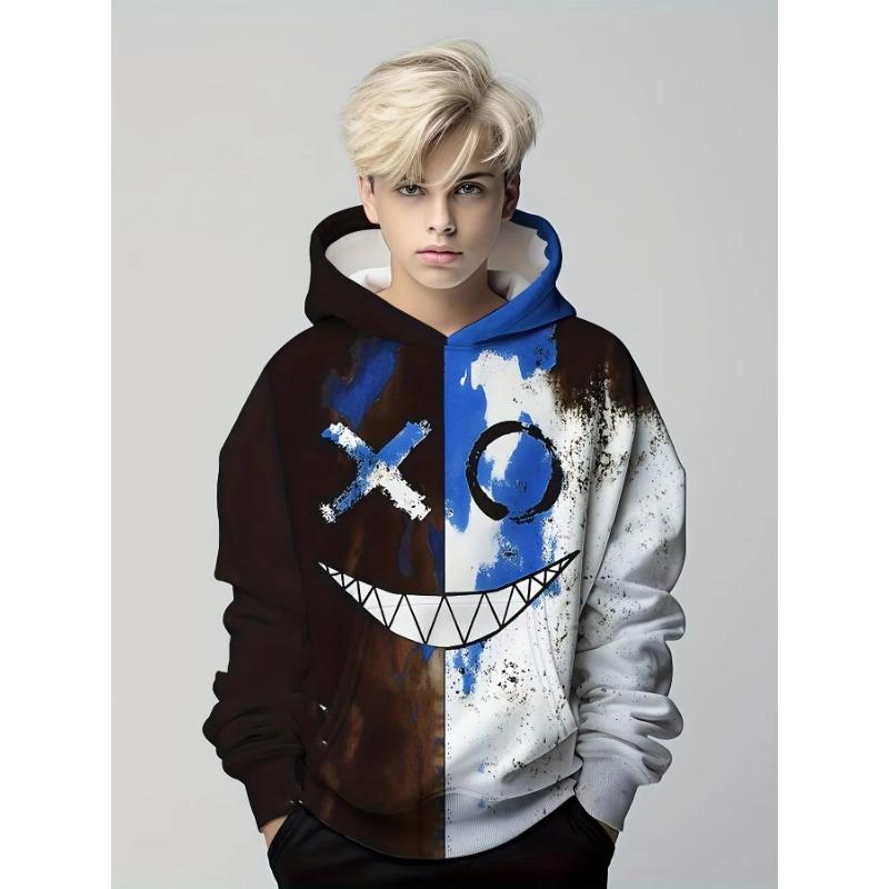 Funny Smiling 3D Print Hoodie Pulover pentru băieți Pulover cu mânecă lungă Hanoră pentru băieți Hanorac pentru copii, primăvară, toamnă, pentru copii, top în aer liber