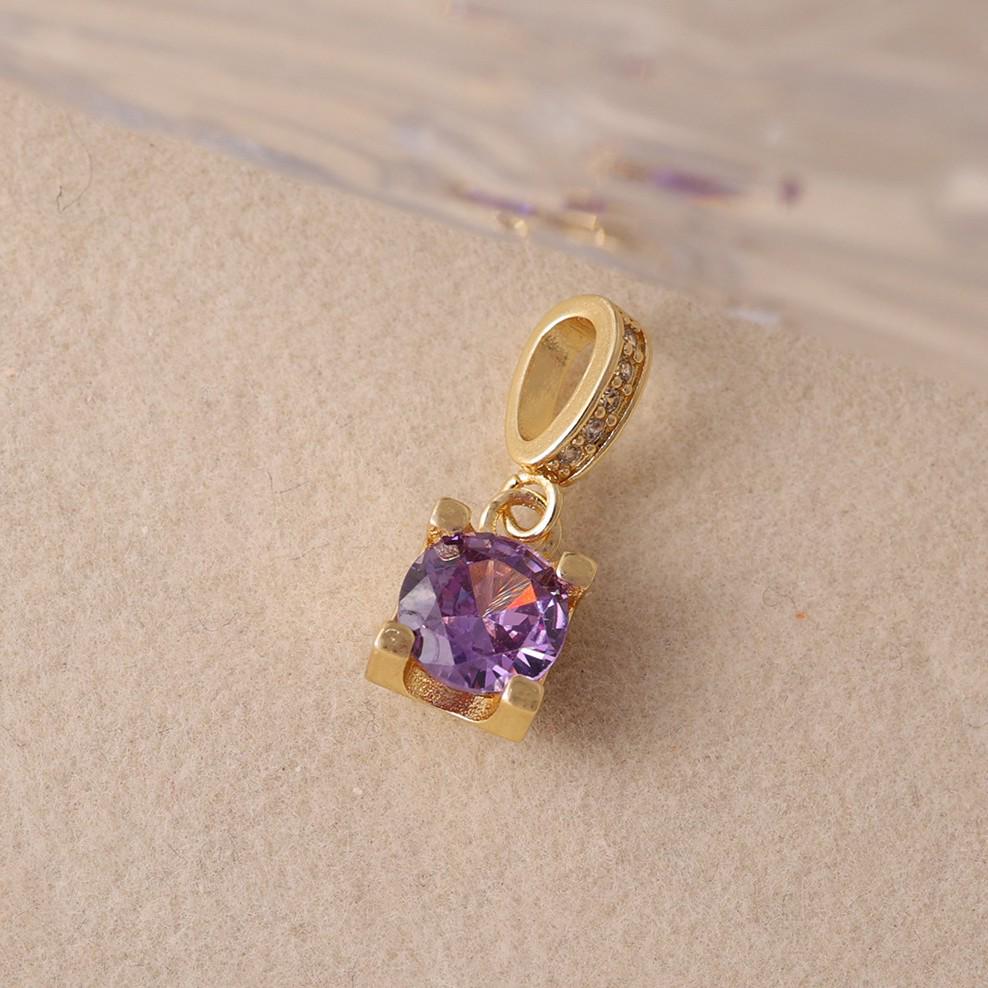 18K Gold Plated Square Amethyst Pendant for DIY Necklace or Bracelet