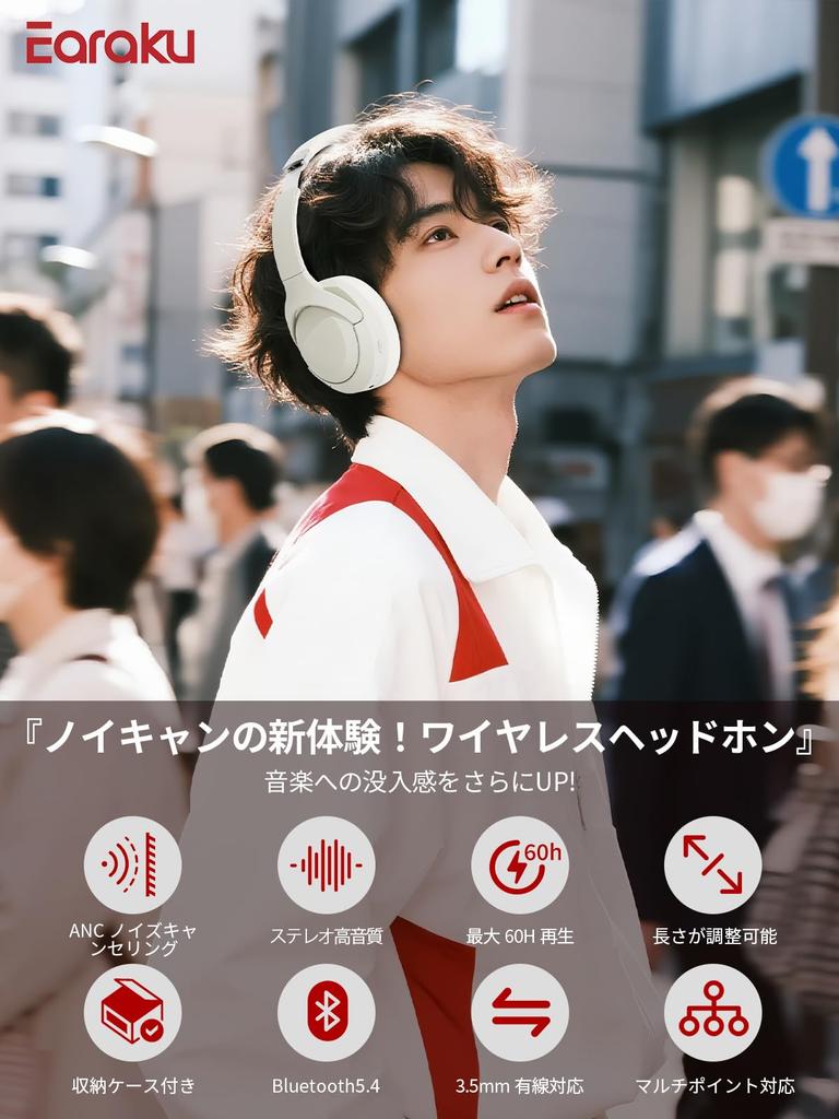 Earaku J137 Bluetooth Noise Cancelling Headphones [Reduces Noise & Focus On Music] Wireless ANC Over-Ear Headphones with Bluetooth 5.4/3.5mm Connectio