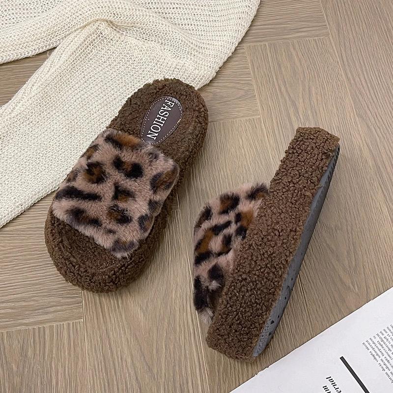 Winter New Women's Flat Comfortable Brushed Warm Luxury Fashion Non-slip Thick Bottom Can Be Worn Outside Slippers Women Shoes