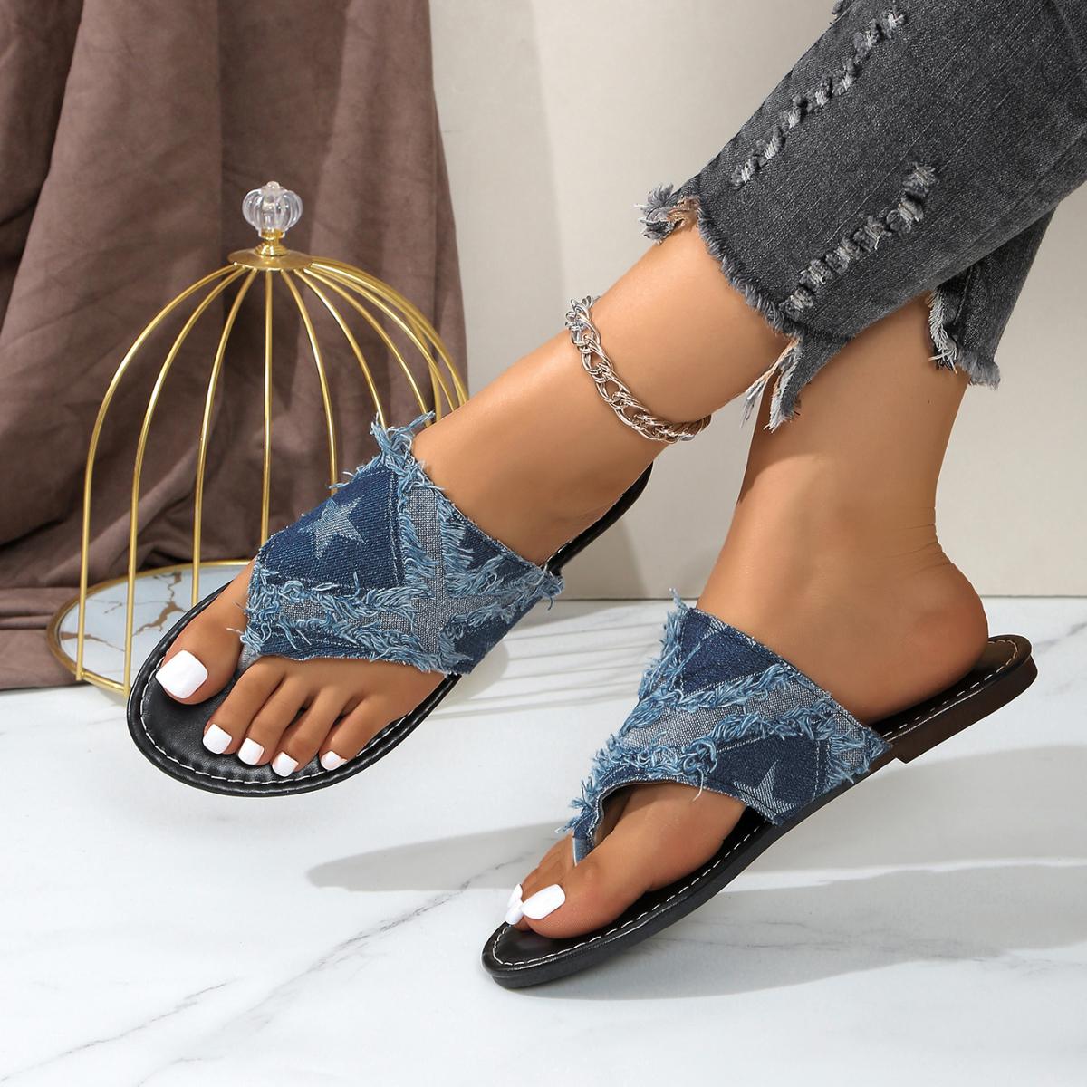 

Women Slippers 2024 New Flat Peep Toe Sandals Flip Flops Summer Casual Beach Slippers Luxury Flat Shoes Slides Women 43 синий