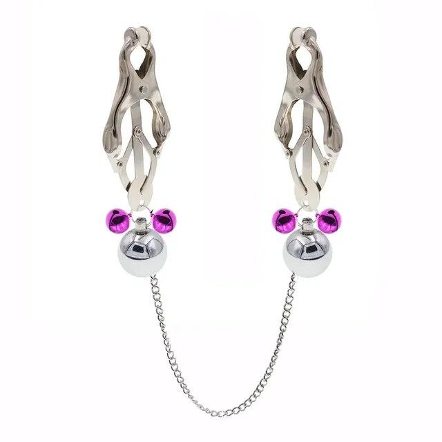 Metal Nipple Clamps Clips with Chain Clitoris Stimulator Steel Nipple Breast Clamps Slave Bondage Flirting Women Toy