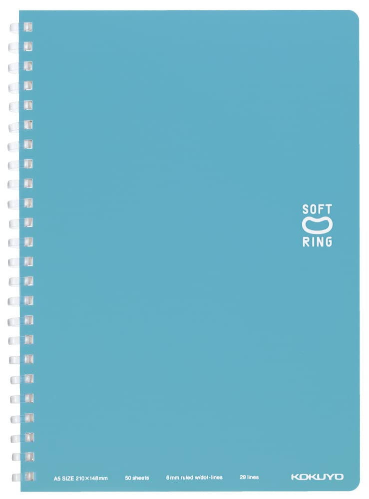 KOKUYO Soft Ring Dotted Ruled Light Notebook, Lines, A5, Blue, Su-SV331BT-LB