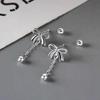 925 Silver Needle Bowknot Bead Chain Tassel Bead Screw Stud Earrings For Women Classic Jewelry Light Accessories