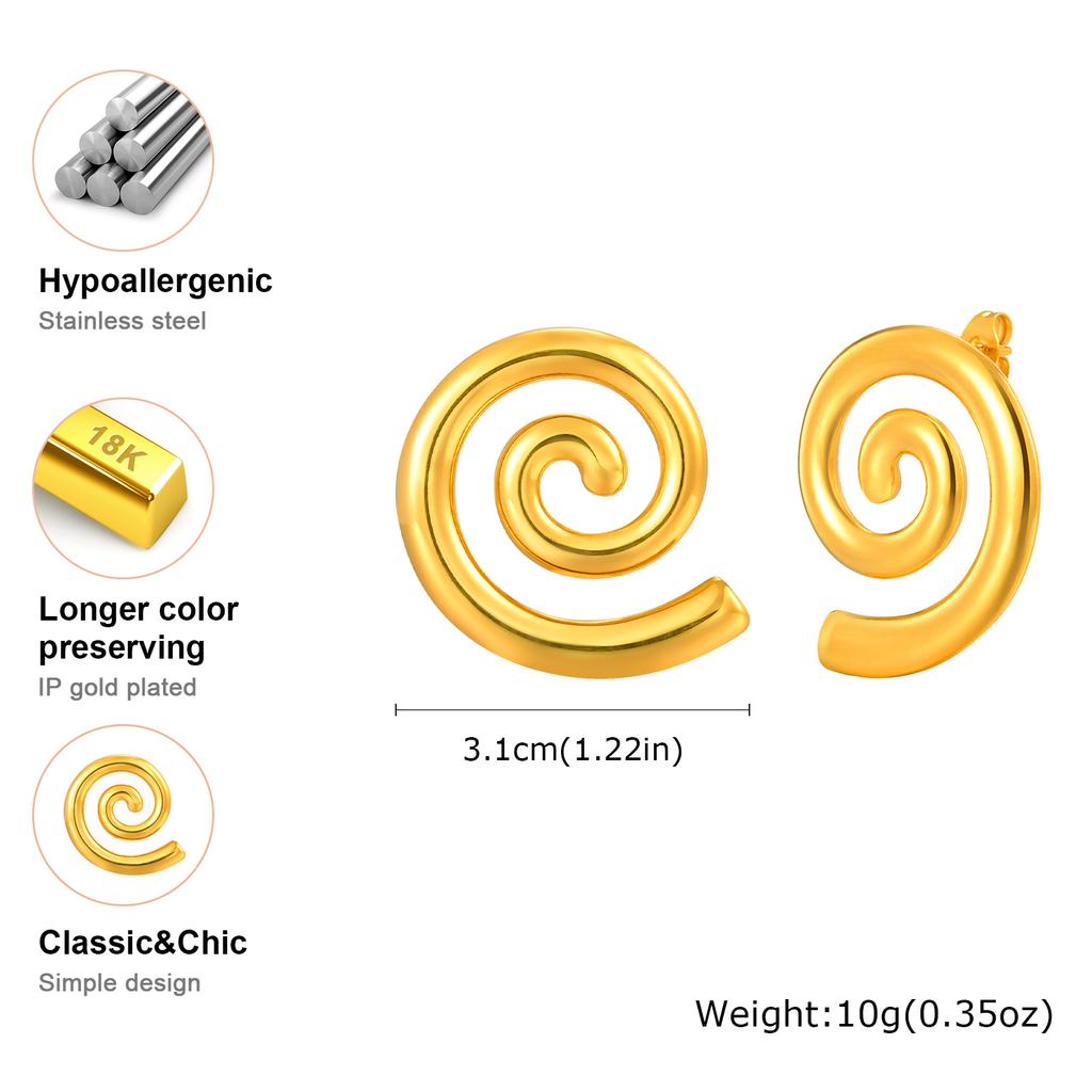 Smooth Geometric Spiral Stud Earrings for Women,Stainless Steel Snail Shape Earrings,Unique Jewelry Mother's Day Gifts