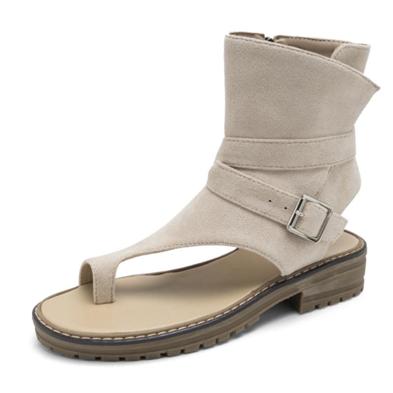 

Летние сандалии-гладиаторы ботильоны для женщин на низком каблуке черные 2025 новая летняя обувь обувь женская удобная 39 бежевый