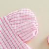 Citgeett Summer Infant Baby Girl Plaid Bodysuit Short Sleeve Jumpsuits Headband Casual Clothes