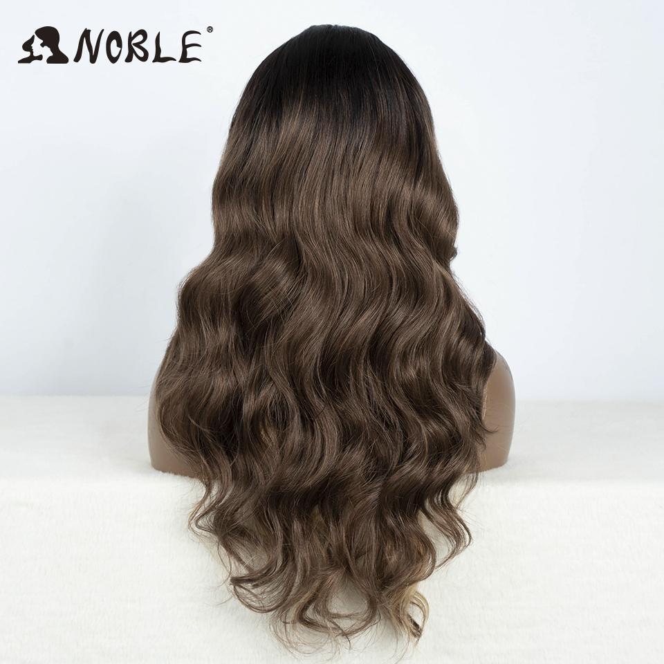 Noble Lace Front Wig Synthetic 28“ Highlight Honey Brown Body Wave Wig Blonde Wigs For Women Lace Wig Synthetic Lace Front Wig