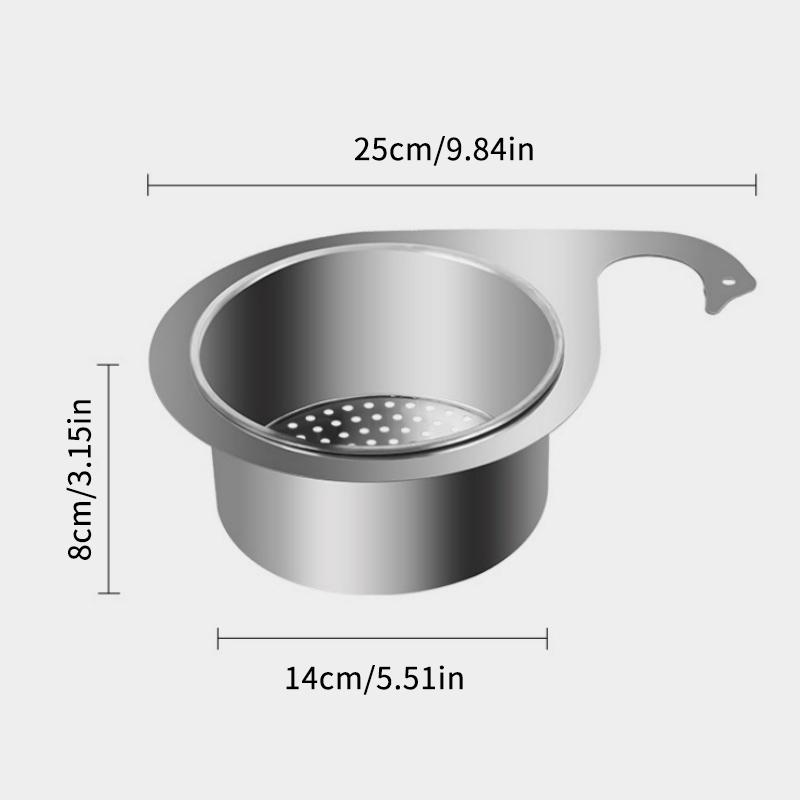 Stainless Steel Swan Sink Strainer Basket Kitchen Sink Garbage Hanging Filter Swan Dry And Wet Separation Hook Drain Rack