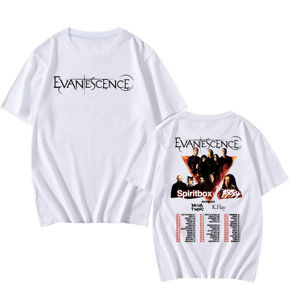 

EVANESCENCE Тур 2026 Футболка Тяжелая Металлическая Мода Унисекс Уличная Одежда Мужская Женская Одежда Хип-Хоп Хлопок Мужские Футболки Футболки с Принтом XS