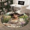 Floral Garden Elegance Round Carpet Chair Cushion Round Entryway Rug, Soft Round Rugs for Living Room, Bedroom, Circle Carpet Decor Gifts