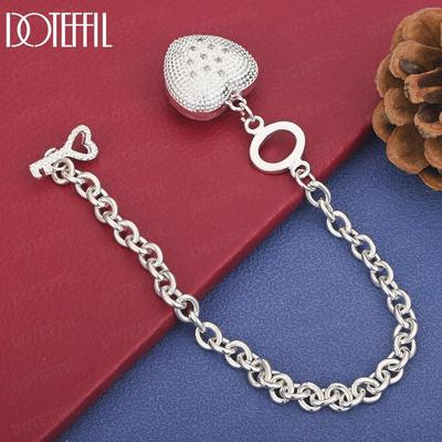 925 Sterling Silver AAA Zircon Heart-Shaped Bracelet Fashion Wedding Jewelry