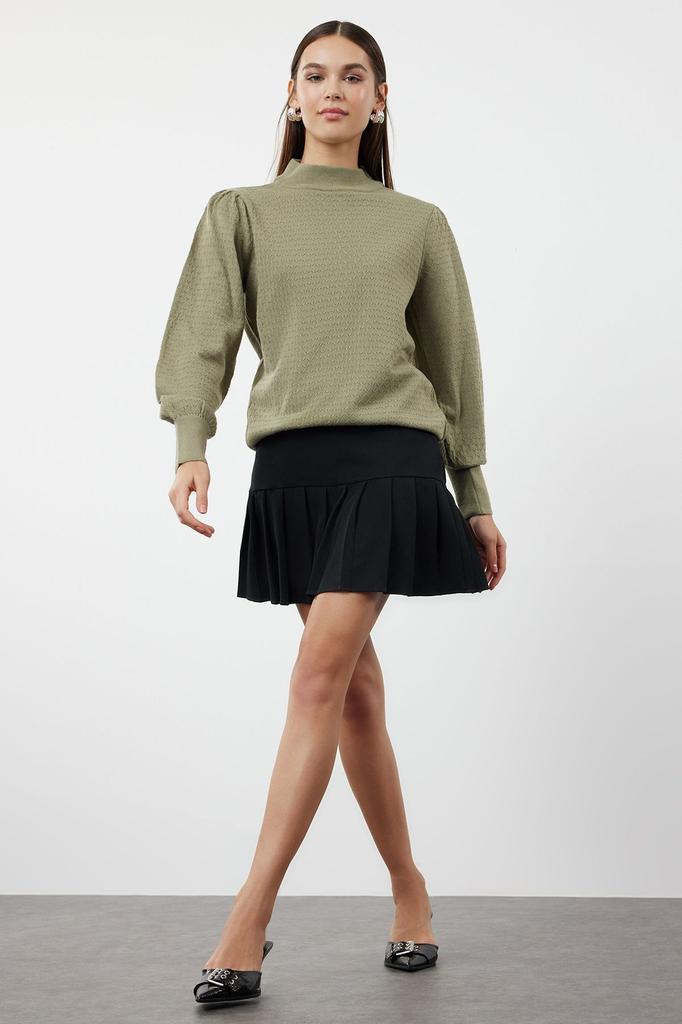 Women's Elegance Style Sweater Black High Collar Knitwear Sweater