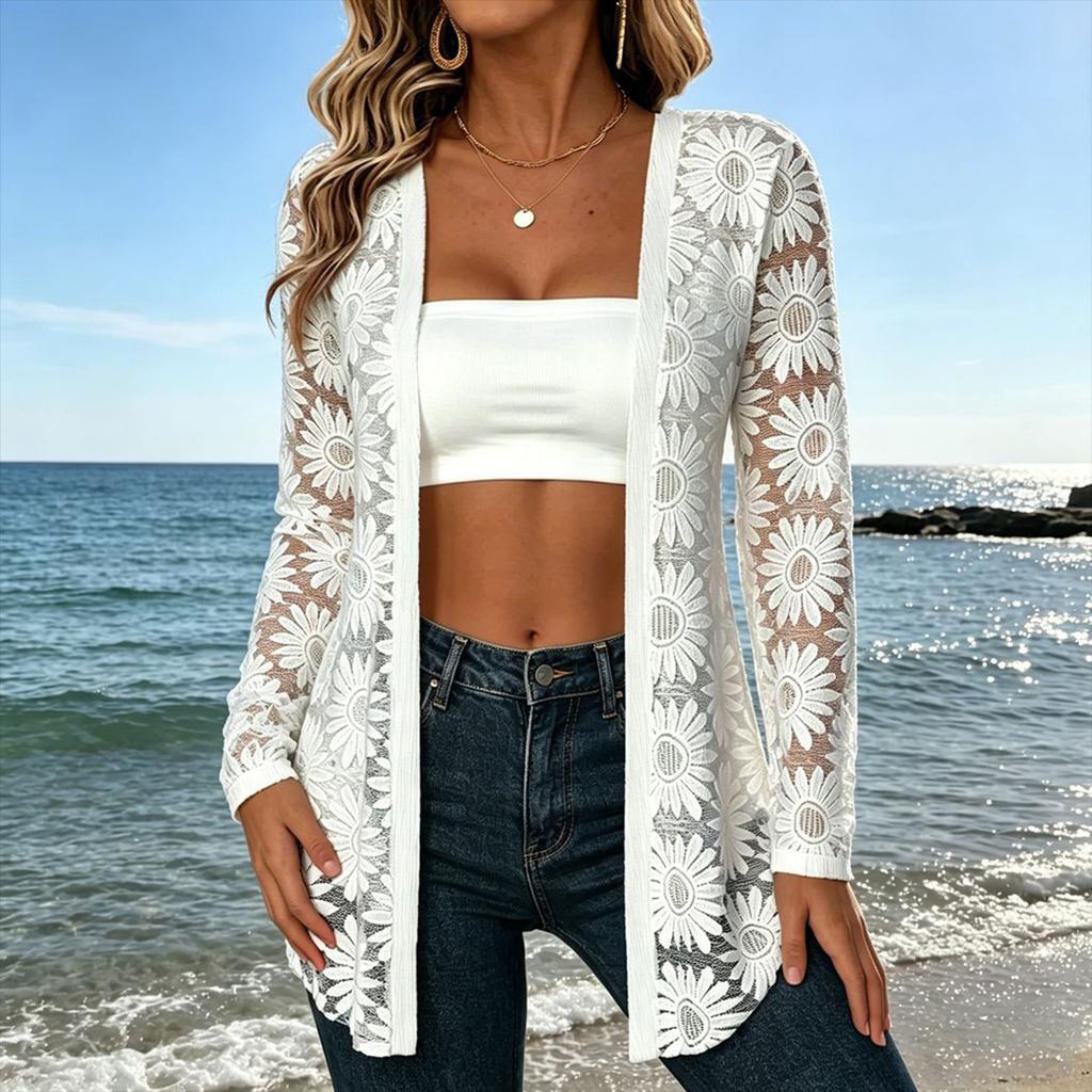 Women's Color V-Neck Long Sleeve Loose Fit Casual Cardigan