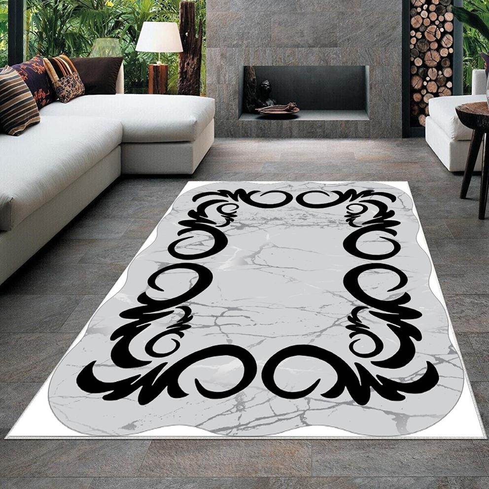 

Современный ковер для гостиной с нескользящим основанием, который необходимо распечатать с помощью цветной цифровой печати с рисунком.