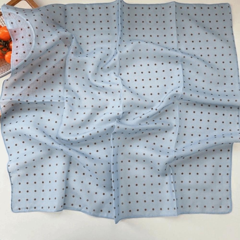 Lightweight Polka Dot Headscarf Soft Bandana Vintage Neckerchief Autumn синий